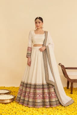 Ivory Lehenga Choli With Duppatta view 1