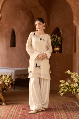 Ivory organza shrug set view 1