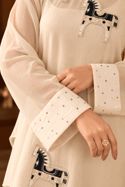 Ivory organza shrug set view 3