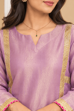 Lavender Gota Patti Farshi Salwar Set With Potli view 2