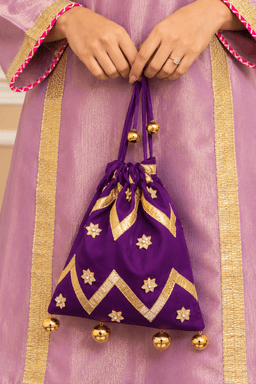 Lavender Gota Patti Farshi Salwar Set With Potli view 3