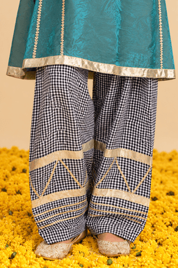 Sea Foam Shimmer Gota Patti With Farshi Salwar view 2