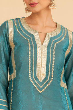 Sea Foam Shimmer Gota Patti With Farshi Salwar view 3
