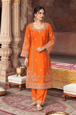 Burnt Orange Embroidered Set view 1