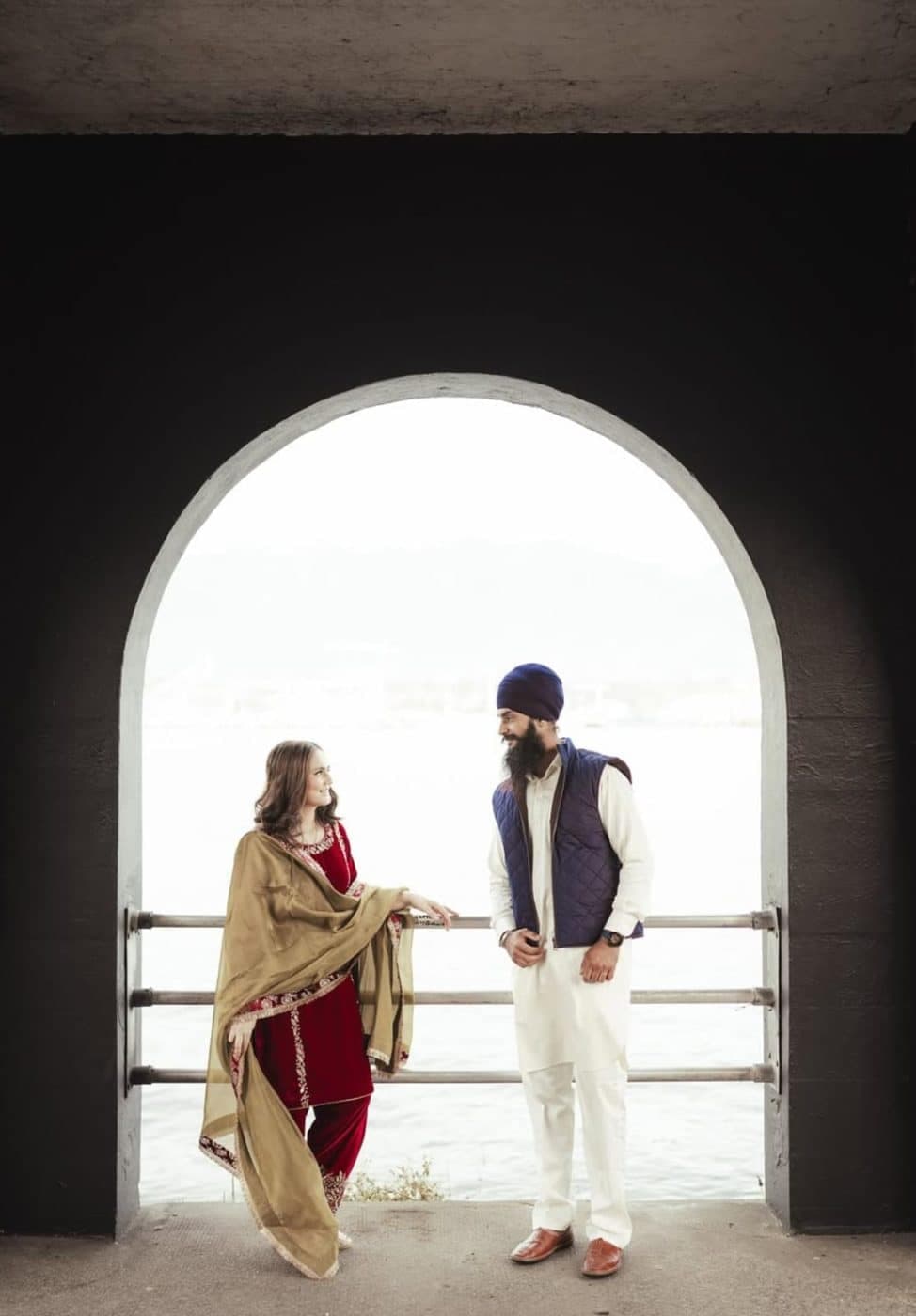 A customer wearing an outfit made at The Shree Boutique