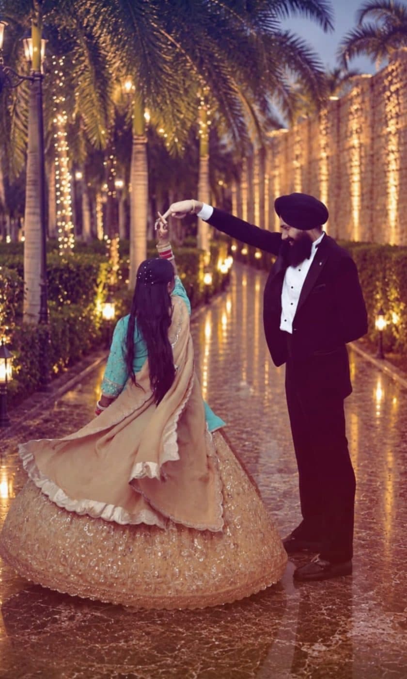 A customer wearing an outfit made at The Shree Boutique