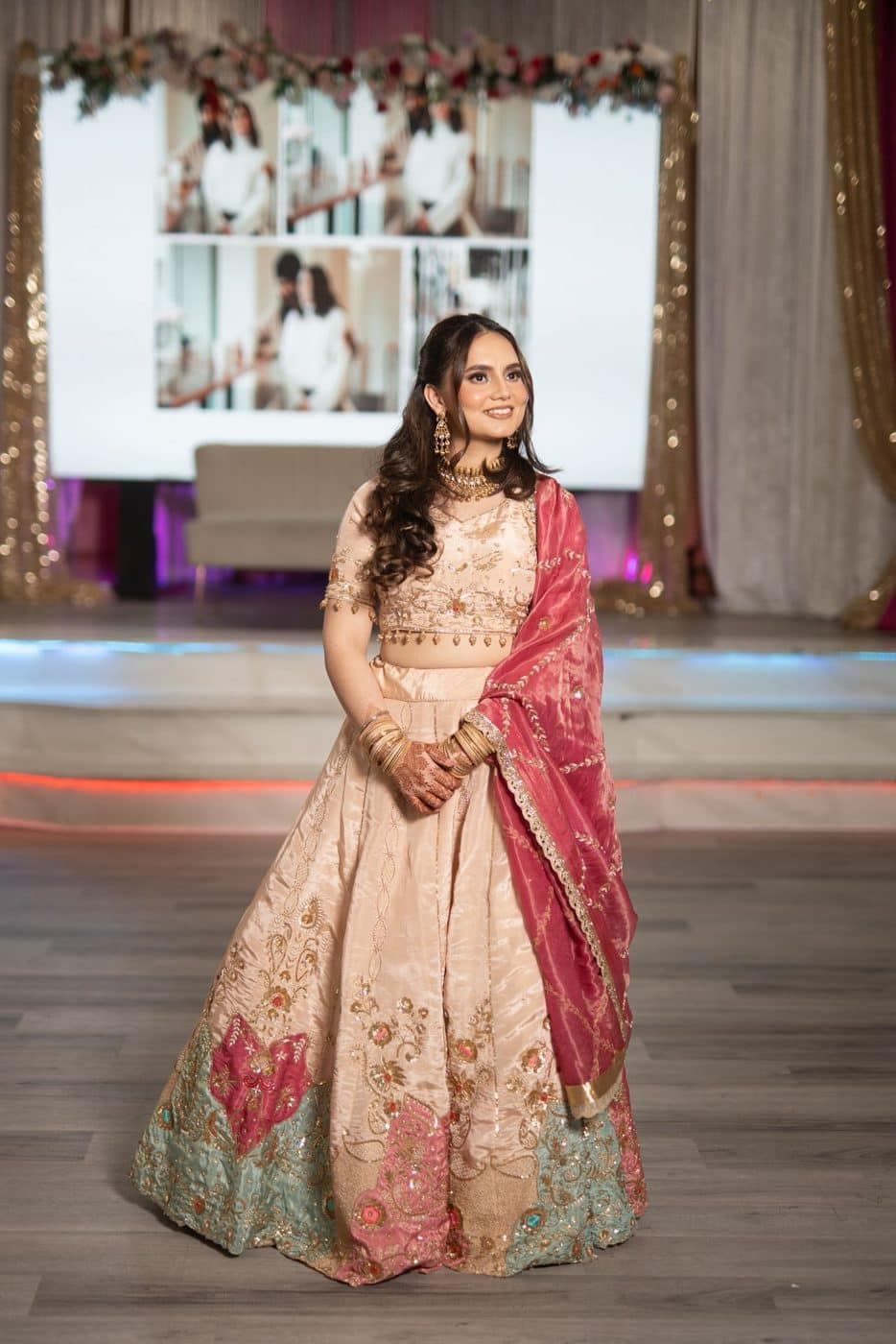 A customer wearing an outfit made at The Shree Boutique