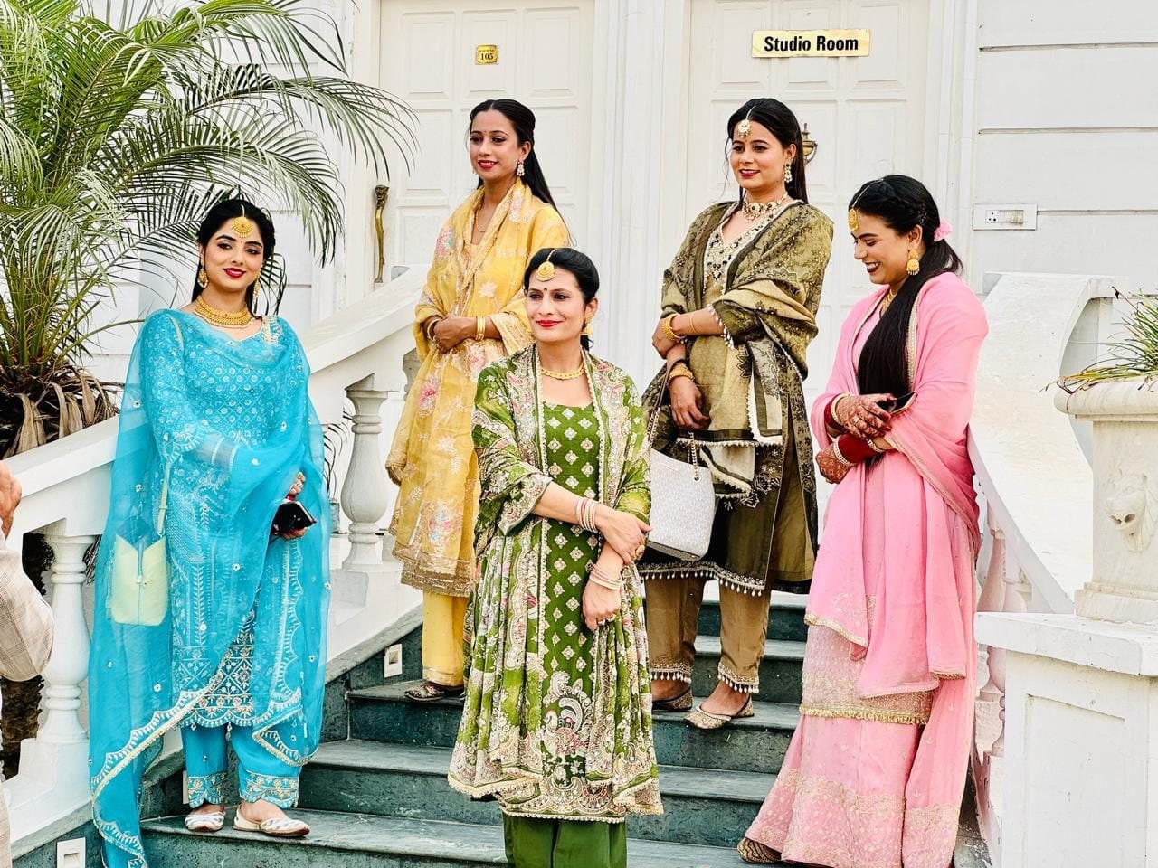 A customer wearing an outfit made at The Shree Boutique
