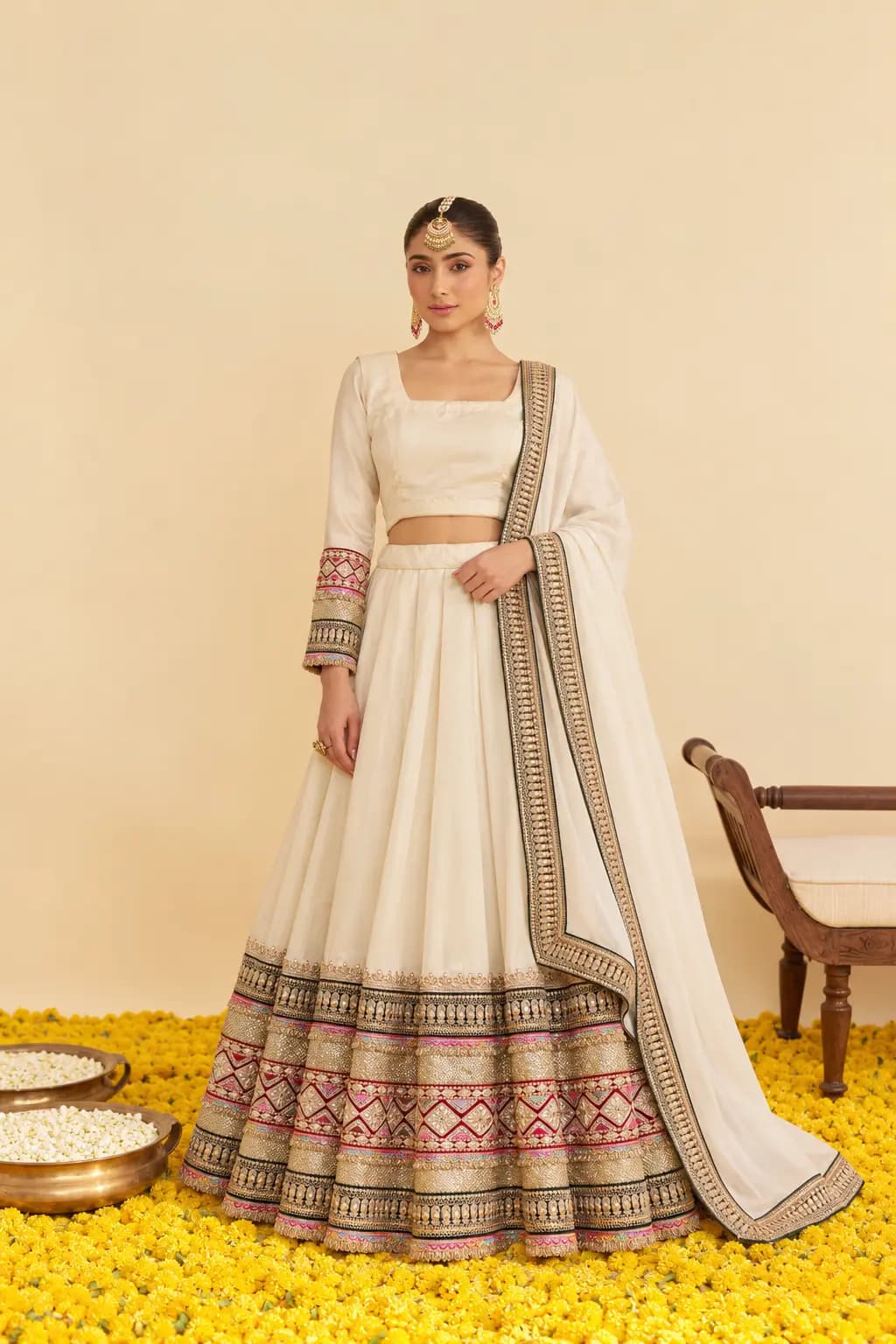 Ivory Lehenga Choli With Duppatta