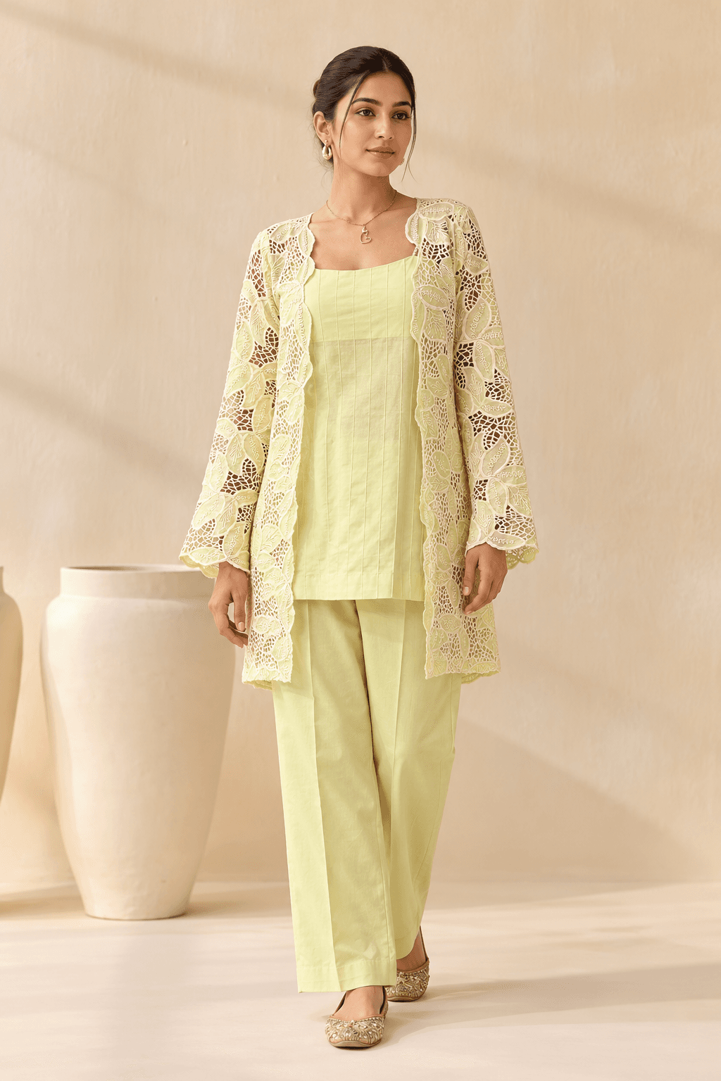Lemon shrug corset with trousers