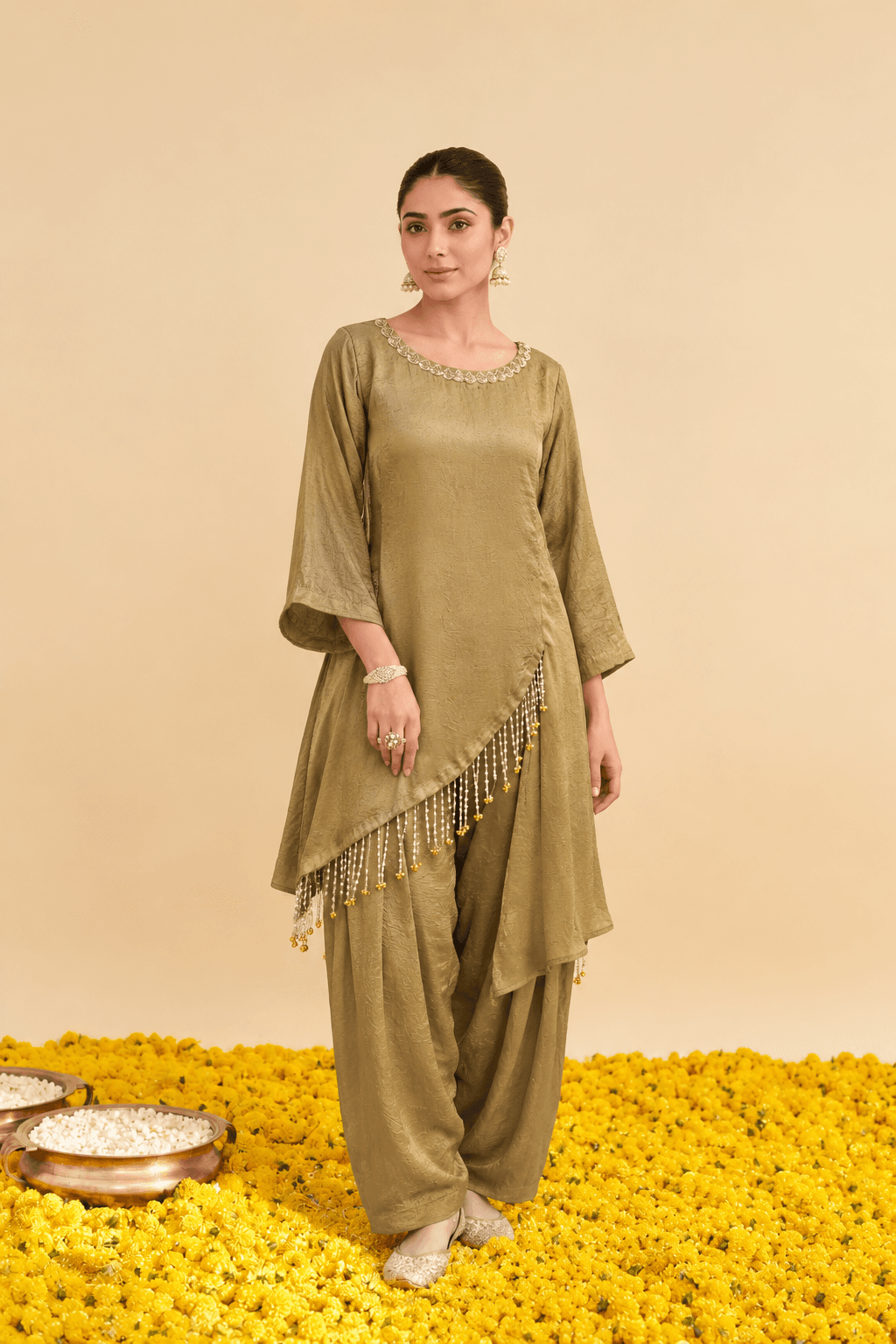 Golden crush kurta set