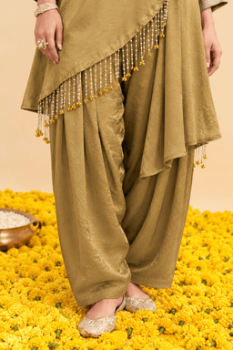 Golden crush kurta set view 3