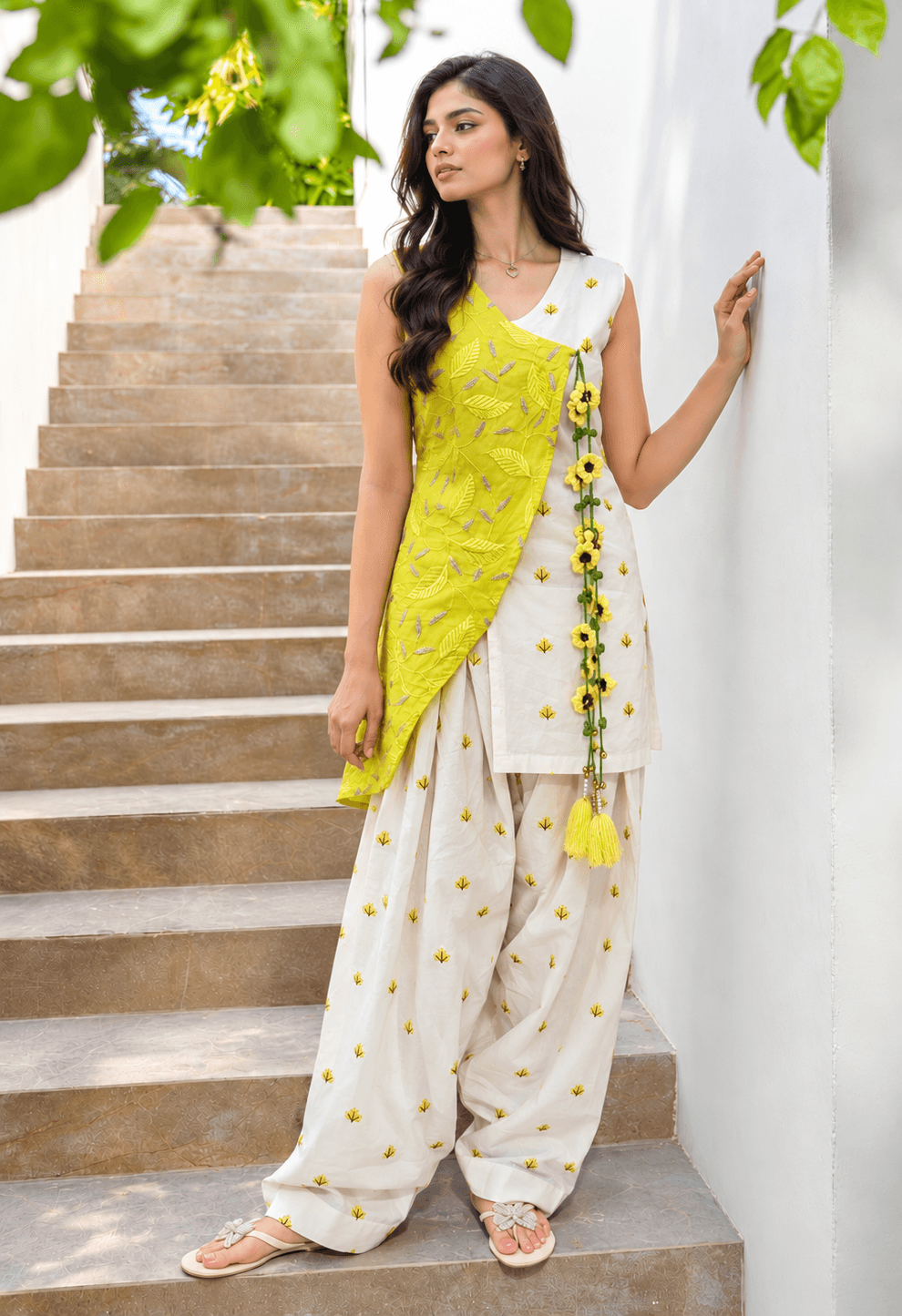 Lemon and creme farshi salwar suit