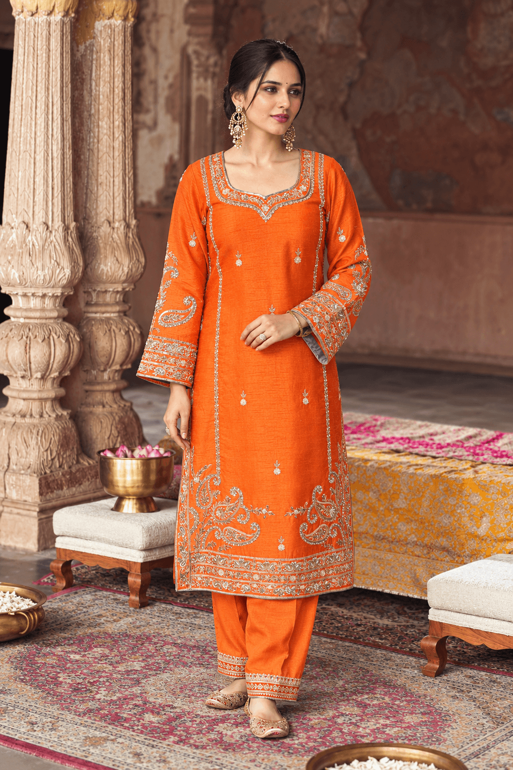 Burnt Orange Embroidered Set